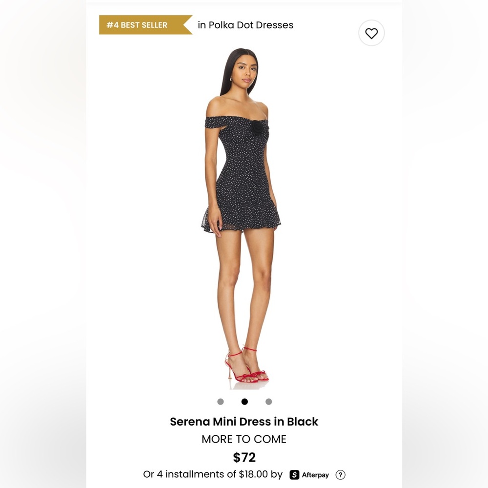Serena Off-Shoulder Mini Dress in Black Polka Dot